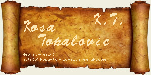 Kosa Topalović vizit kartica